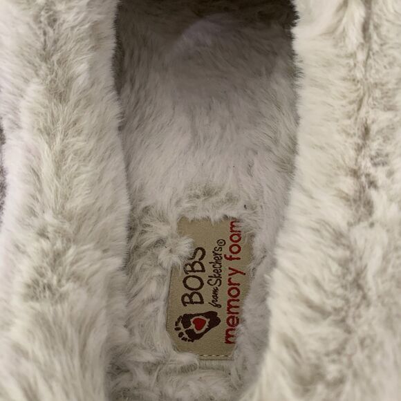 Skechers Bobs Womens 10 Slippers Keepsakes Ice Angel Fuzzy Cable Knit Cream - Picture 5 of 8